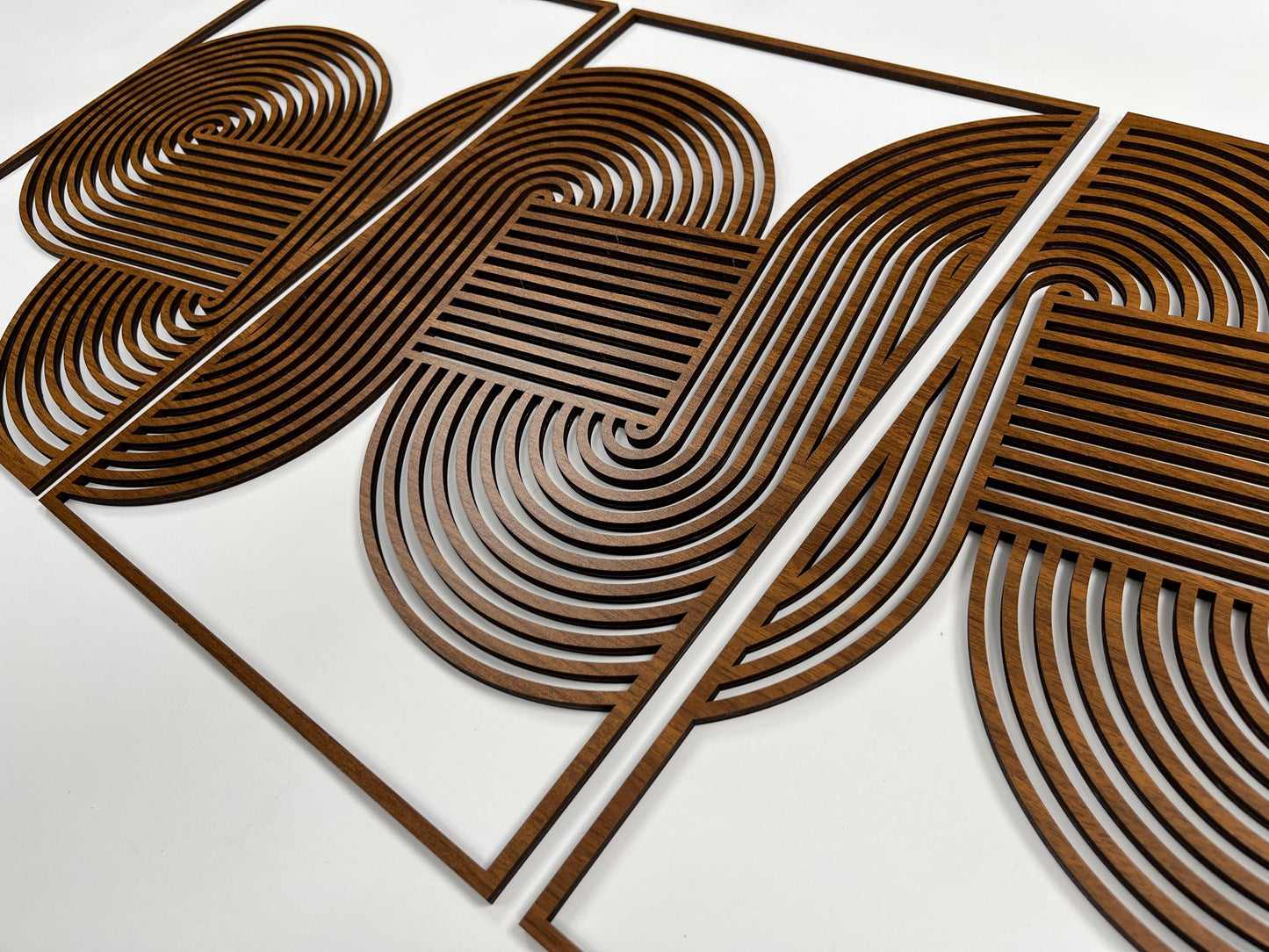 Minimalist Wood Wall Art Set Of 3, Geometric Curved Loop Wooden Line Decor, Midcentury Modern Wall Panel, Abstract Boho Housewarming Gift 97