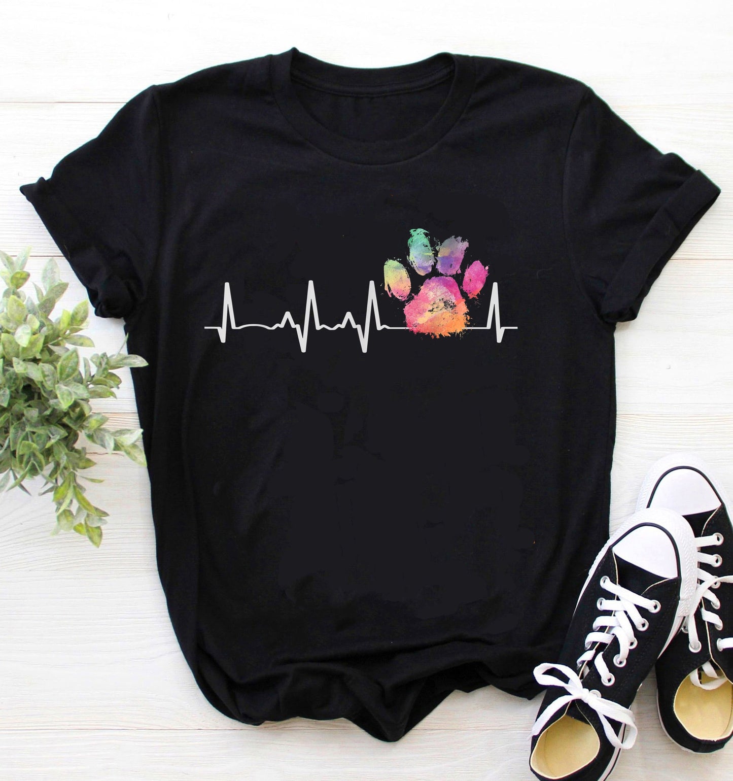 Vet Tech Shirt |  Veterinarian Technician Tshirt | Vet Tech Gift | Gifts for Vet tech |  Veterinarian Gift Rainbow Paw Print Heartbeat Shirt