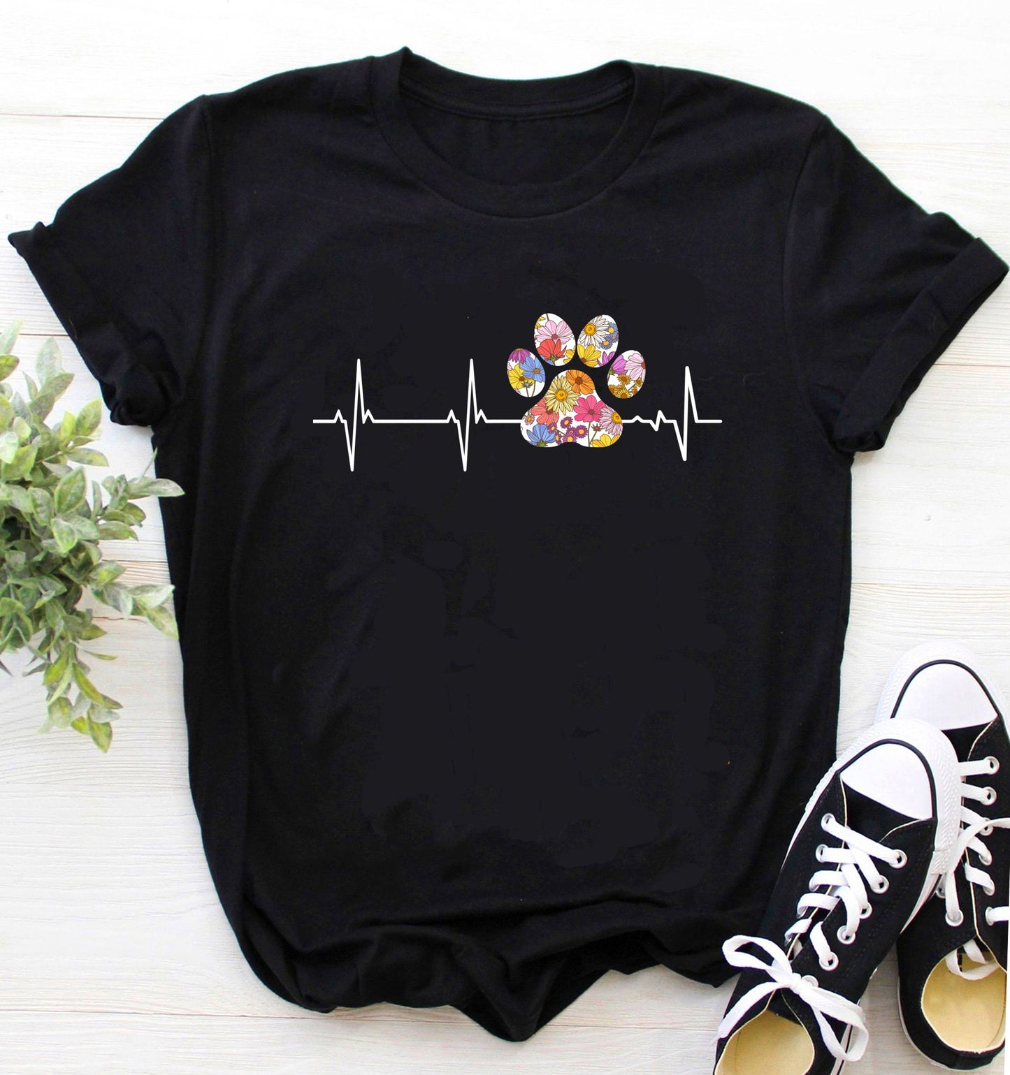 Vet Tech Shirt |  Veterinarian Technician Tshirt | Vet Tech Gift | Gifts for Vet tech |  Veterinarian Gift Flower Paw Print Heartbeat Shirt