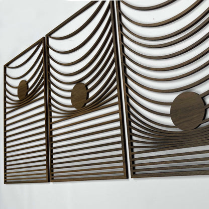 Gravity Wood Wall Art Set Of 3, Large Rectangular Wooden Wall Art, Aesthetic Wood Wall Art For Modern Interiors, Home Gift Wood Wall Panels