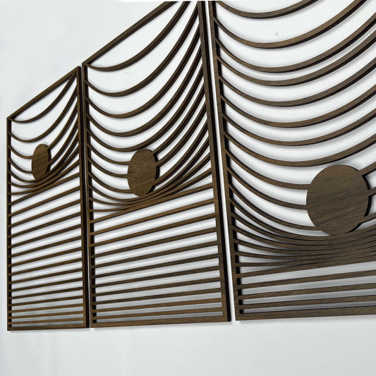 Gravity Wood Wall Art Set Of 3, Large Rectangular Wooden Wall Art, Aesthetic Wood Wall Art For Modern Interiors, Home Gift Wood Wall Panels