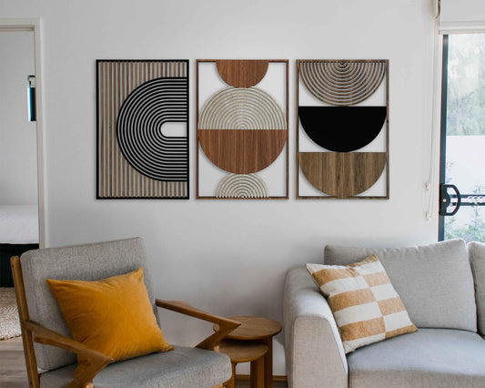 Mid Century Modern Wood Wall Art, Boho Wooden Wall Art For Home & Office, Abstract Wood Wall Decor In Midcentury Modern Style, Home Gift #58