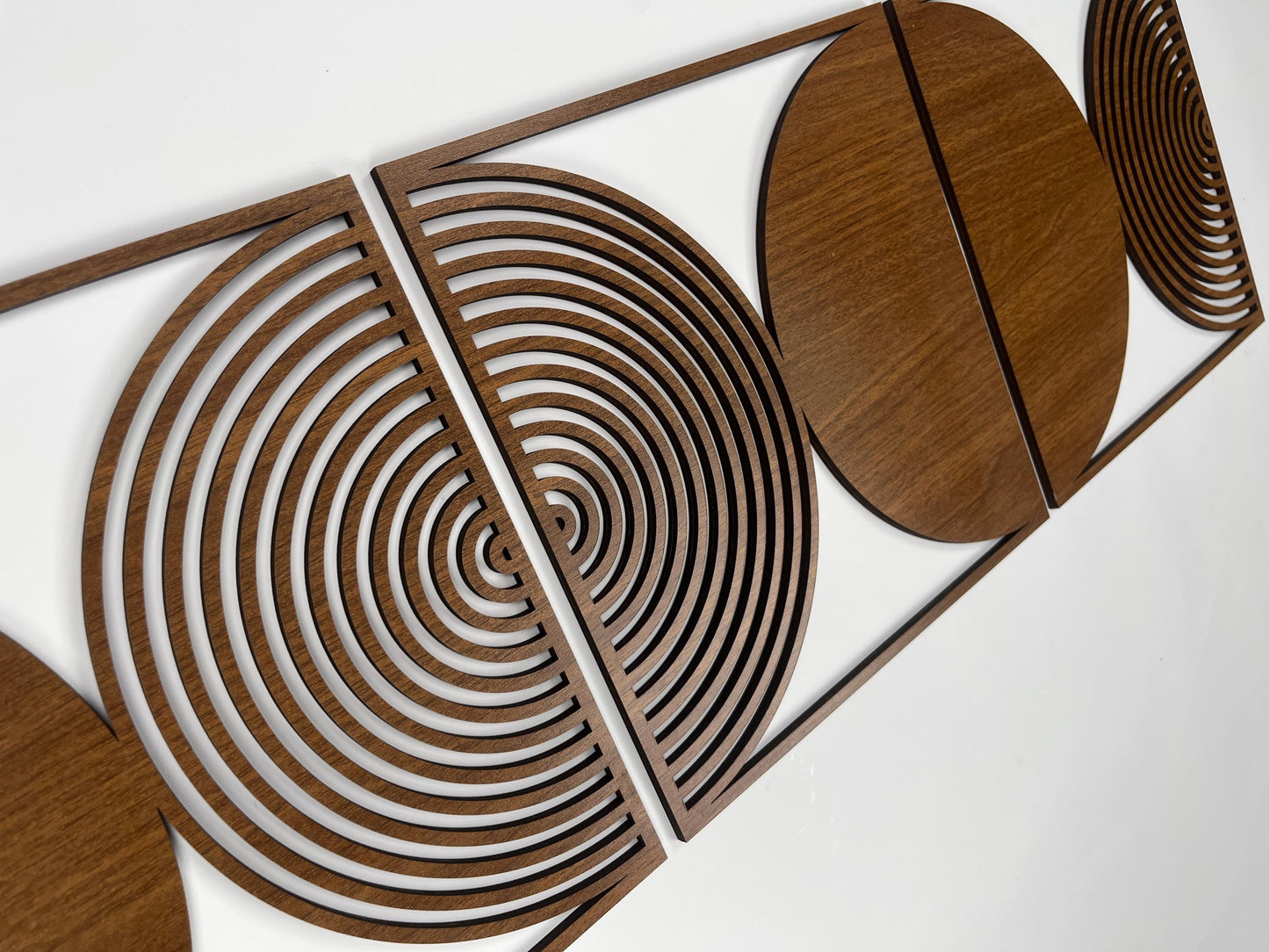 Geometric Wood Wall Art Large, Mid-century Modern Wall Decor, Circular Panels For Bedroom Or Living Room, Rustic Boho Wood Wall Accent #59