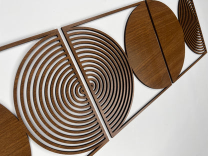 Geometric Wood Wall Art Large, Mid-century Modern Wall Decor, Circular Panels For Bedroom Or Living Room, Rustic Boho Wood Wall Accent #59