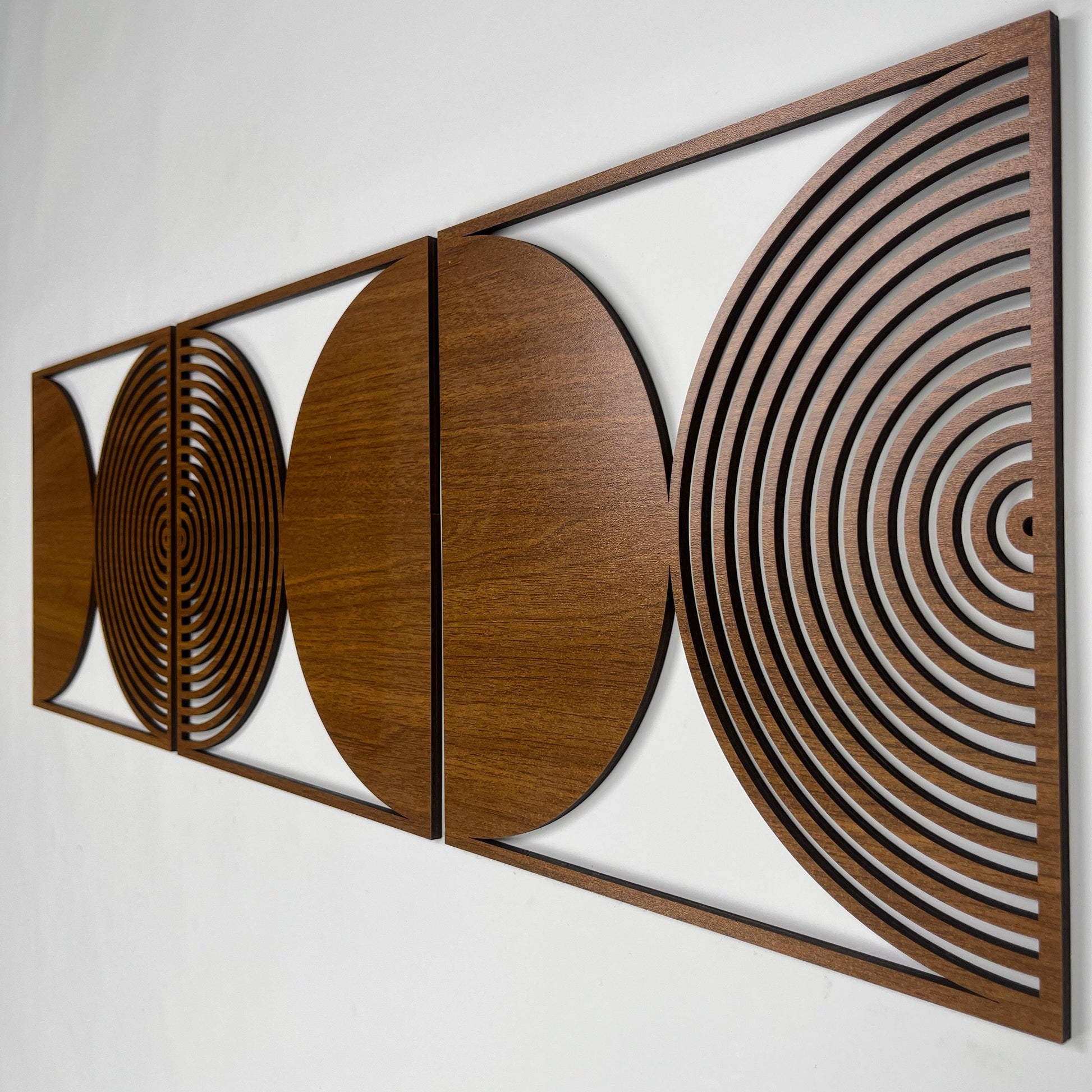 Geometric Wood Wall Art Large, Mid-century Modern Wall Decor, Circular Panels For Bedroom Or Living Room, Rustic Boho Wood Wall Accent #59