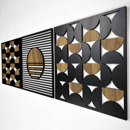Geometric Bauhaus Wooden Wall Decor Set, Bauhaus Style Aesthetic Wood Panels, Abstract Mid Century Wall Art For Inrerior Decoration #85