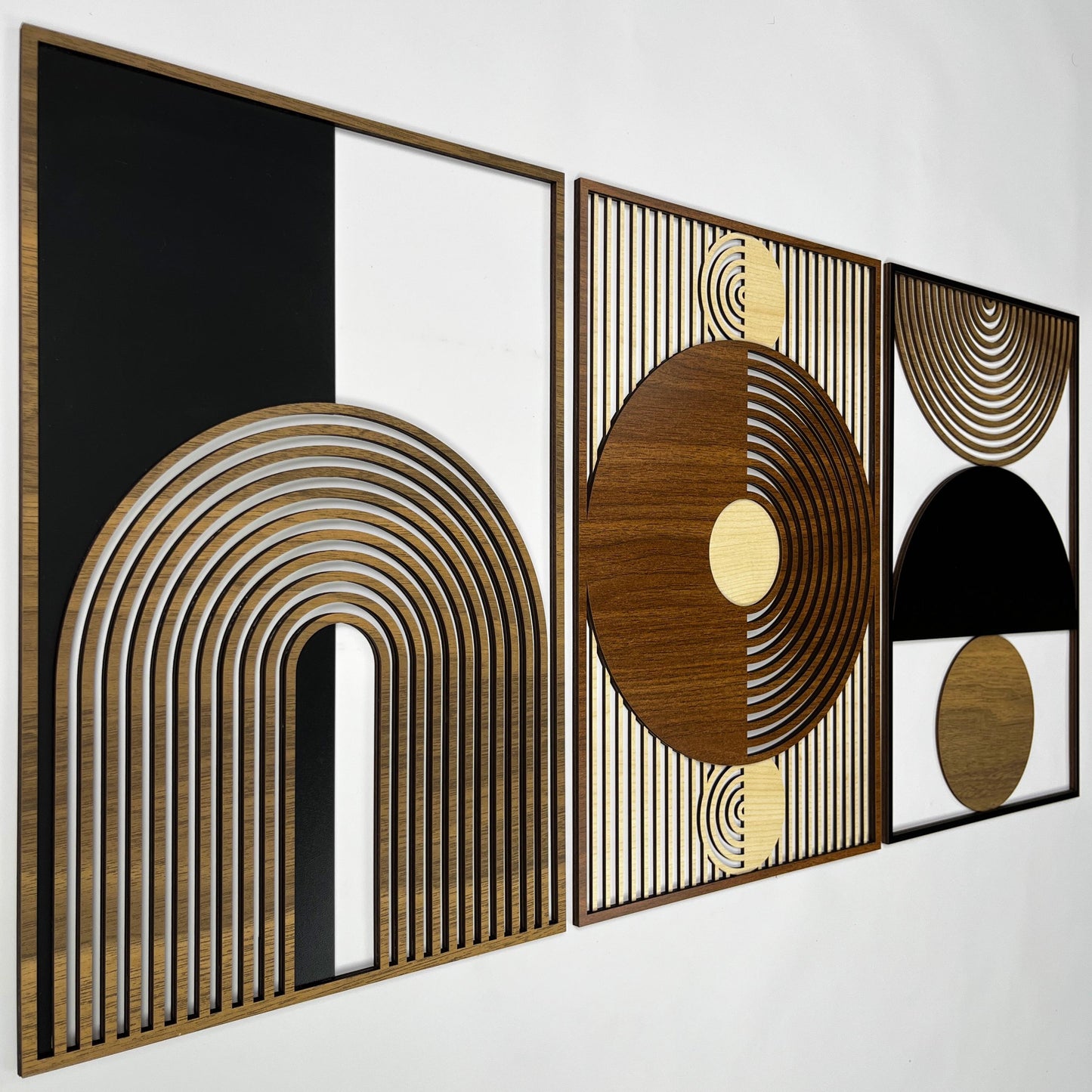 Mid Century Modern Wood Wall Art, Abstract Scandinavian Wooden Wall Decor, Geometric Boho Wall Panels, Contemporary Home Accents Gift #116