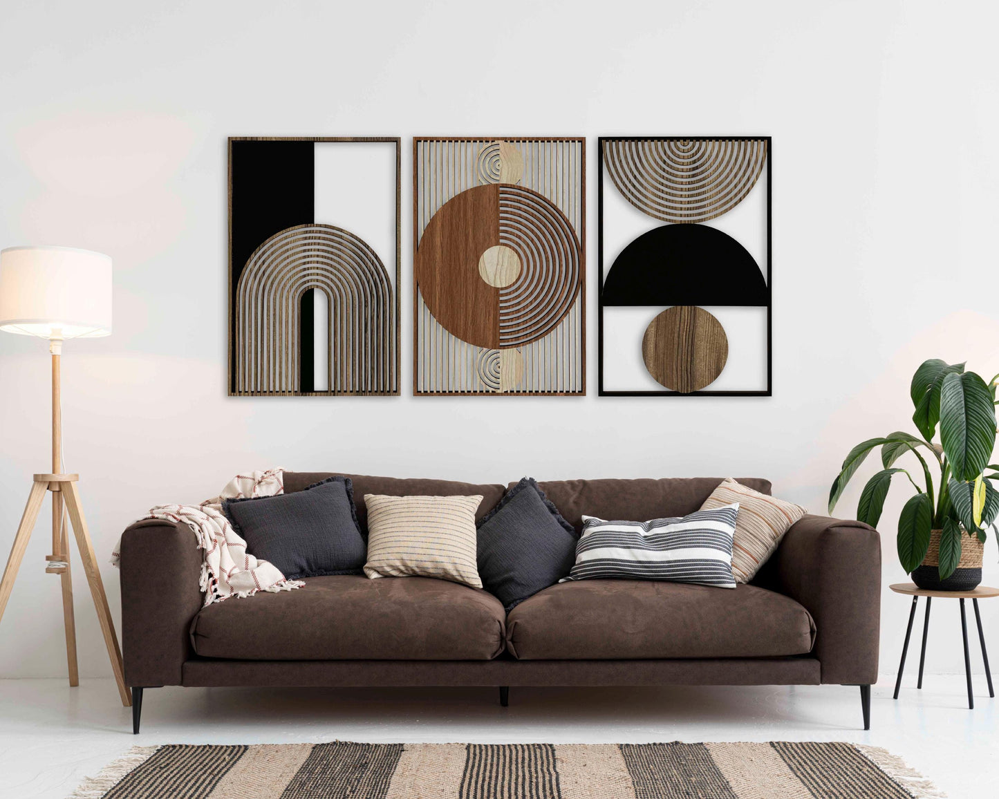 Mid Century Modern Wood Wall Art, Abstract Scandinavian Wooden Wall Decor, Geometric Boho Wall Panels, Contemporary Home Accents Gift #116