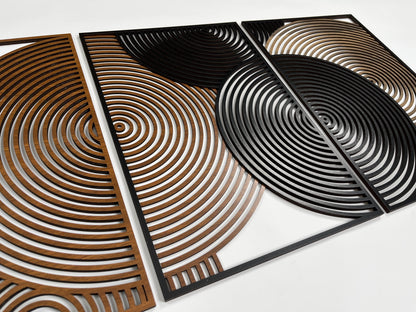 Textured Wood Wall Art With Modern Overlapping Circle Design, Mid Century Wall Panels, Abstract Geometric Wooden Decor, Boho Home Gift #115
