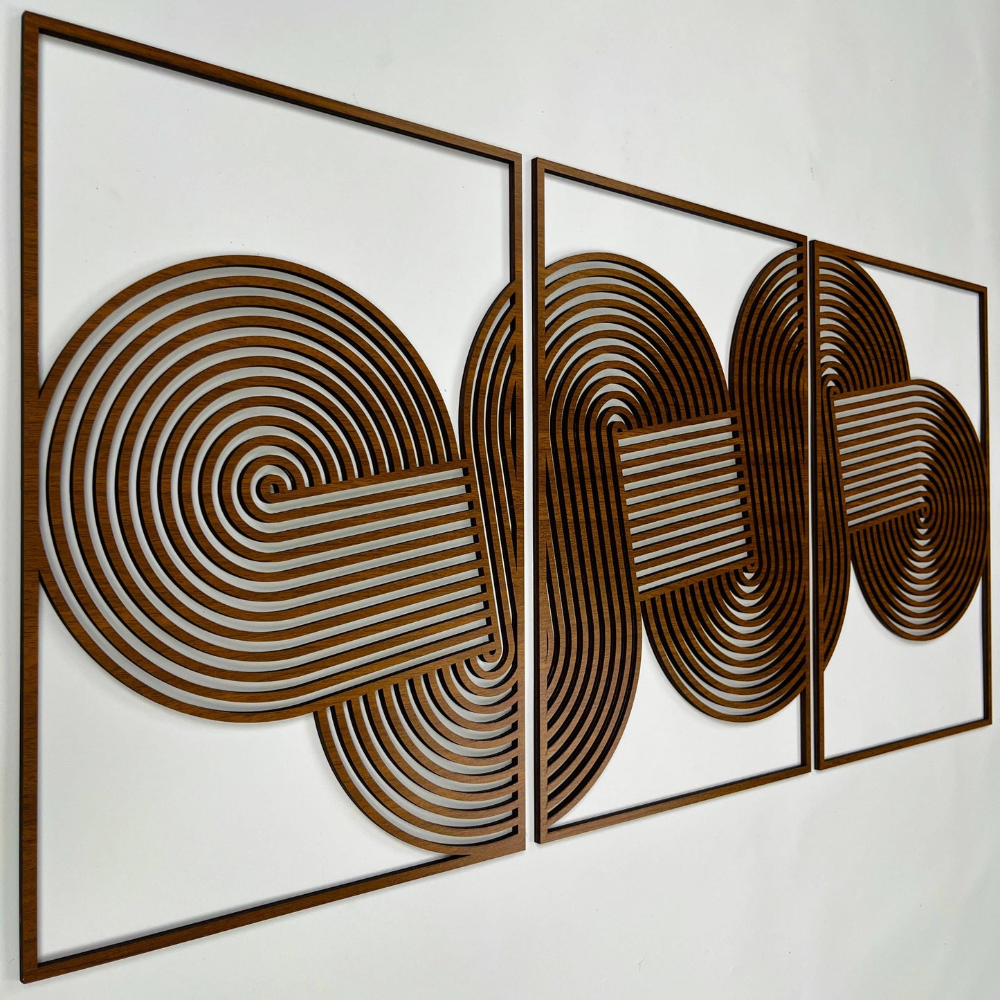 Minimalist Wood Wall Art Set Of 3, Geometric Curved Loop Wooden Line Decor, Midcentury Modern Wall Panel, Abstract Boho Housewarming Gift 97