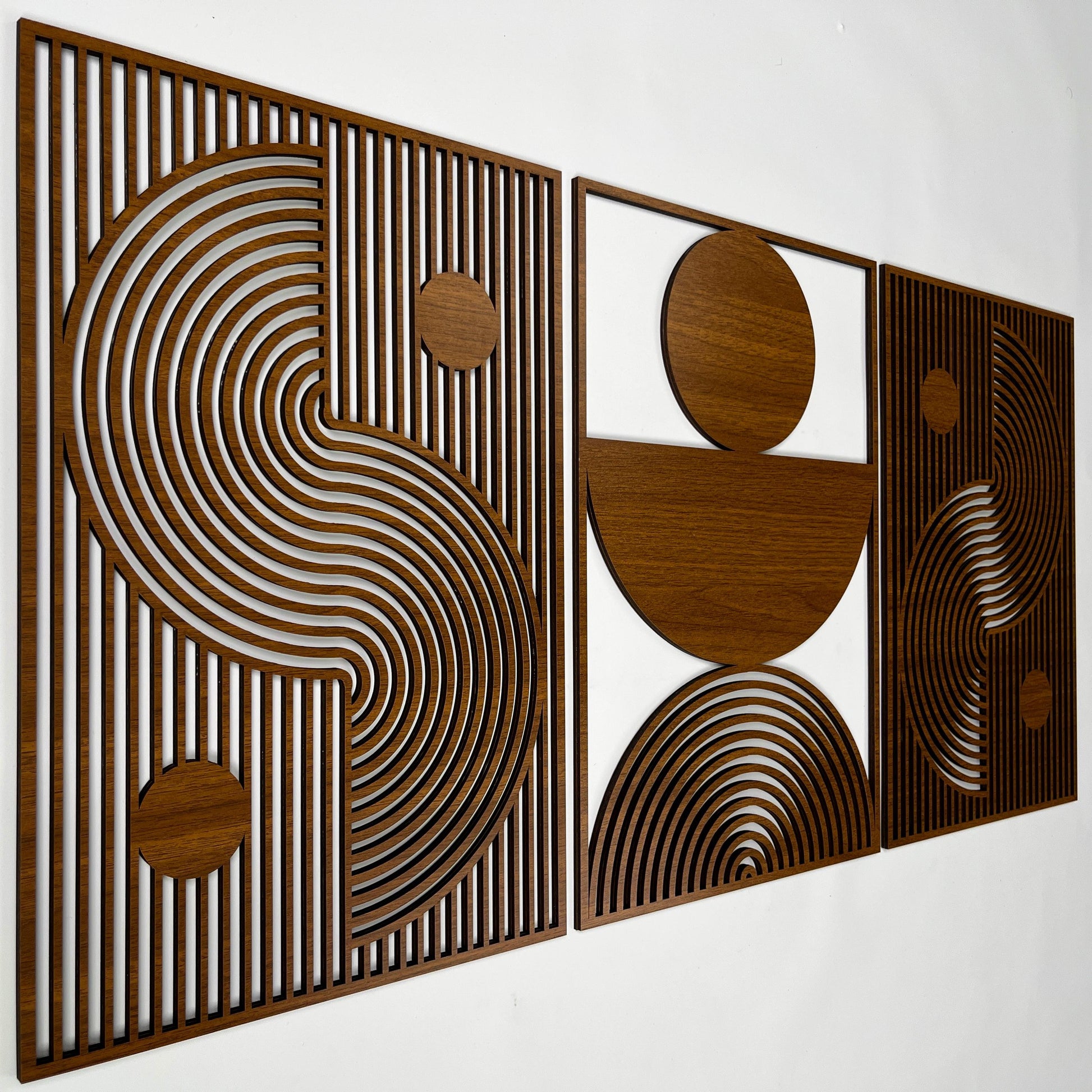 Abstract Symmetrical Wood Wall Art For Mid Century Style House, Large Modern Home Statement Wall Panels, Wooden Decor Housewarming Gift #105