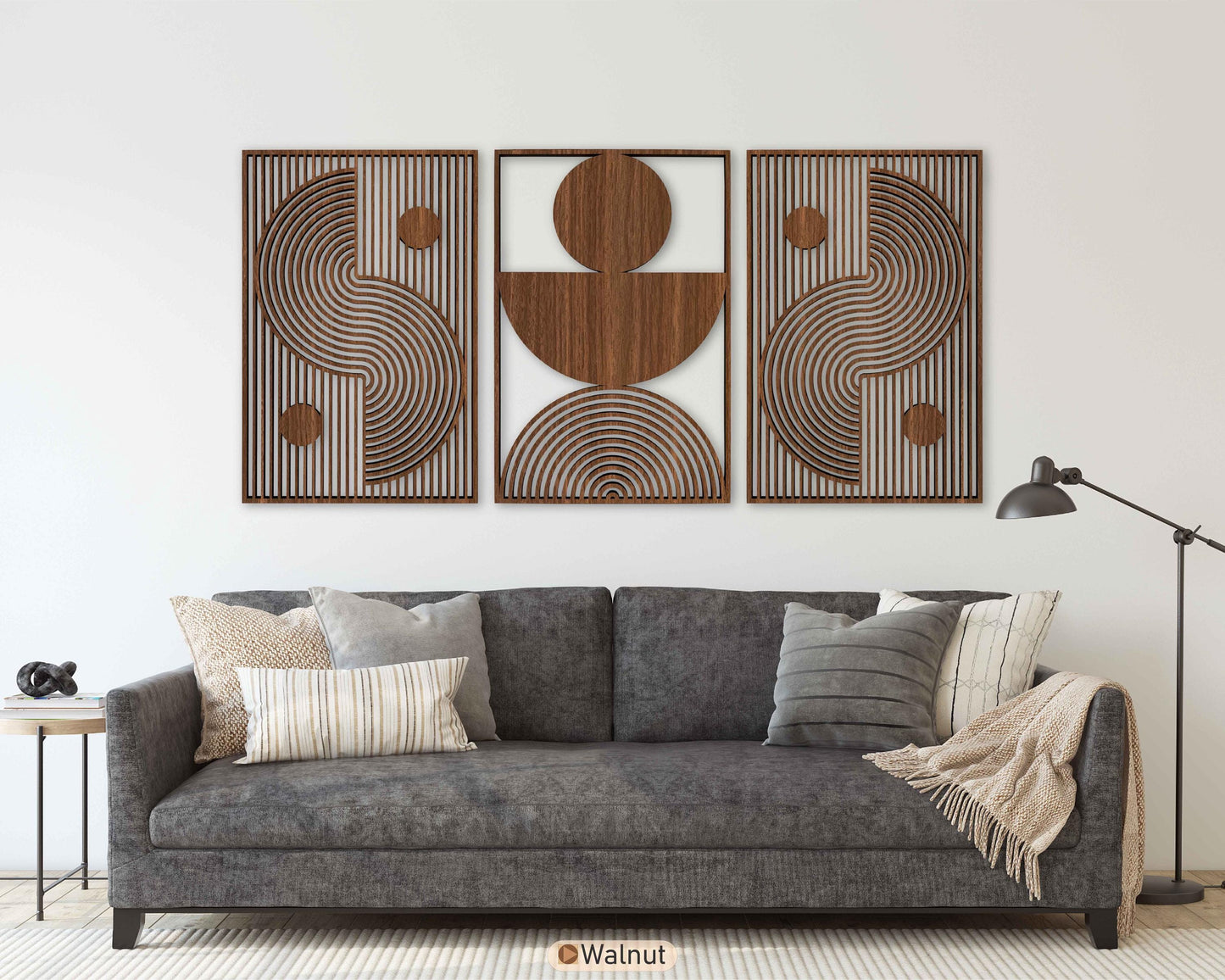 Abstract Symmetrical Wood Wall Art For Mid Century Style House, Large Modern Home Statement Wall Panels, Wooden Decor Housewarming Gift #105