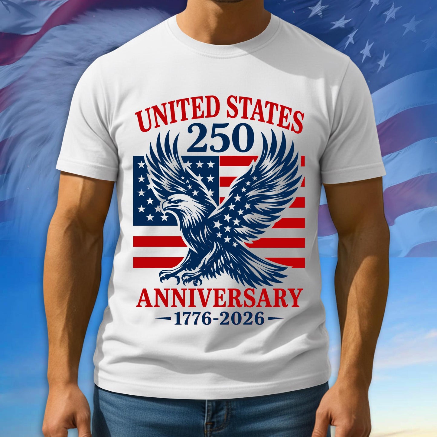 250th Anniversary USA Shirt, American Flag Patriotic Tee, Multicolor Tshirt For Independence Day, 1776 - 2026 Gifts