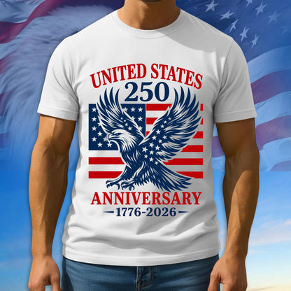 250th Anniversary USA Shirt, American Flag Patriotic Tee, Multicolor Tshirt For Independence Day, 1776 - 2026 Gifts