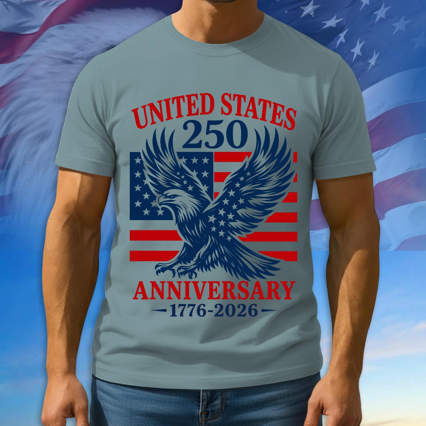 250th Anniversary USA Shirt, American Flag Patriotic Tee, Multicolor Tshirt For Independence Day, 1776 - 2026 Gifts