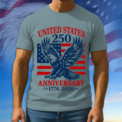250th Anniversary USA Shirt, American Flag Patriotic Tee, Multicolor Tshirt For Independence Day, 1776 - 2026 Gifts