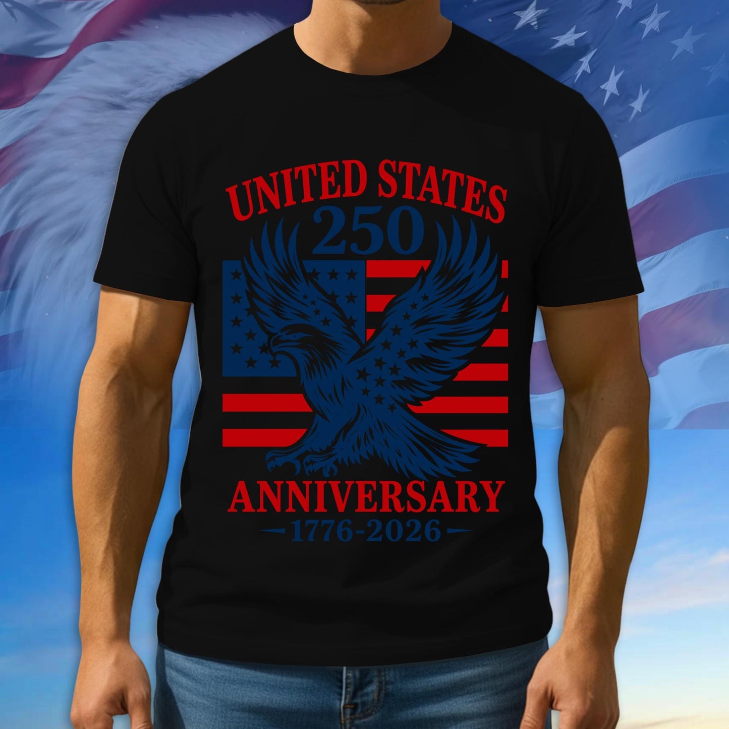 250th Anniversary USA Shirt, American Flag Patriotic Tee, Multicolor Tshirt For Independence Day, 1776 - 2026 Gifts