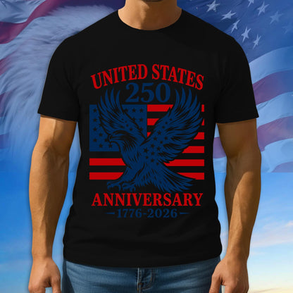 250th Anniversary USA Shirt, American Flag Patriotic Tee, Multicolor Tshirt For Independence Day, 1776 - 2026 Gifts