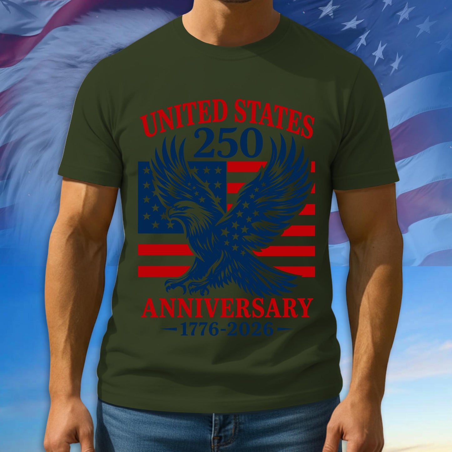 250th Anniversary USA Shirt, American Flag Patriotic Tee, Multicolor Tshirt For Independence Day, 1776 - 2026 Gifts