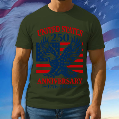 250th Anniversary USA Shirt, American Flag Patriotic Tee, Multicolor Tshirt For Independence Day, 1776 - 2026 Gifts