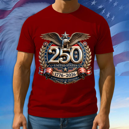 250 Years Of Freedom Shirt, 1776 - 2026 Patriotic Tshirt, Multicolor Tee For Independence Day, 250th Anniversary Gifts