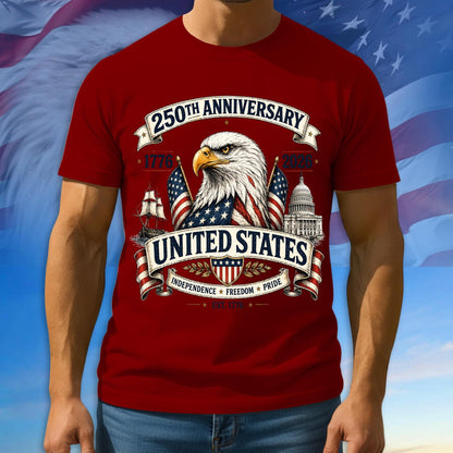 250th Anniversary USA Shirt, Independence - Freedom - Pride Tee, Multicolor Tshirt For 4th Of July, 1776 - 2026 Gifts