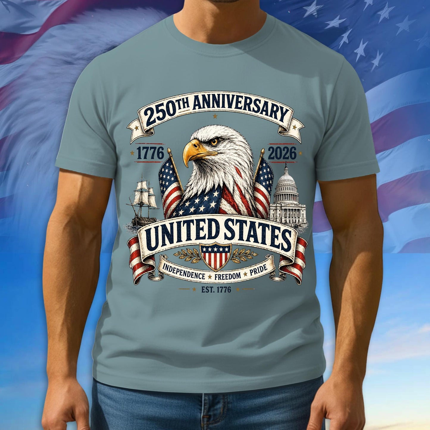 250th Anniversary USA Shirt, Independence - Freedom - Pride Tee, Multicolor Tshirt For 4th Of July, 1776 - 2026 Gifts