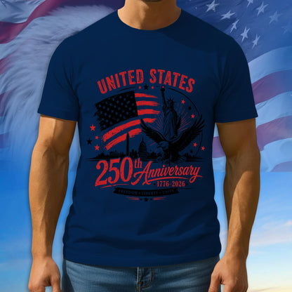 250th Anniversary USA Shirt, American Flag Patriotic Tee, Multicolor Tshirt For 4th Of July Day, 1776 - 2026 Gifts