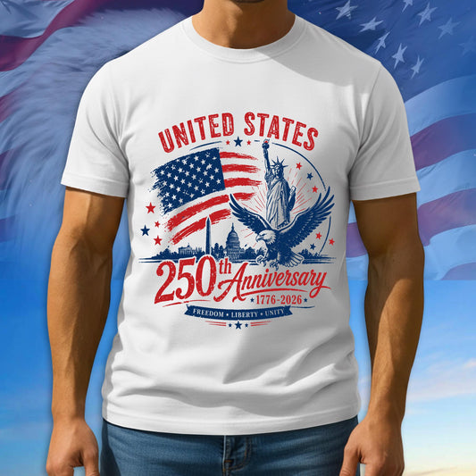 250th Anniversary USA Shirt, American Flag Patriotic Tee, Multicolor Tshirt For 4th Of July Day, 1776 - 2026 Gifts