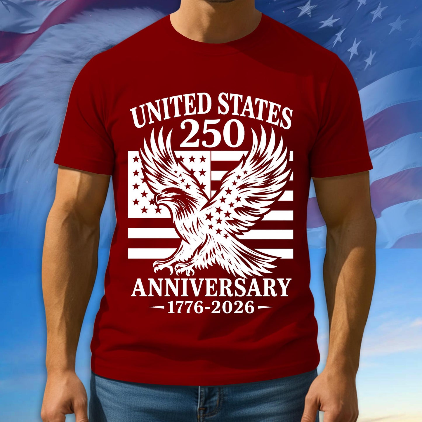 250th Anniversary USA Shirt, American Flag Patriotic Tee, Multicolor Tshirt For Independence Day, 1776 - 2026 Gifts