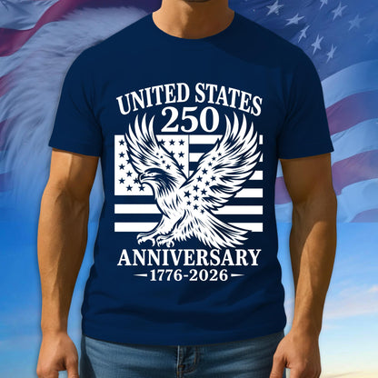 250th Anniversary USA Shirt, American Flag Patriotic Tee, Multicolor Tshirt For Independence Day, 1776 - 2026 Gifts