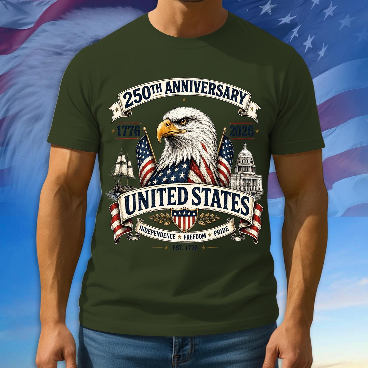 250th Anniversary USA Shirt, Independence - Freedom - Pride Tee, Multicolor Tshirt For 4th Of July, 1776 - 2026 Gifts