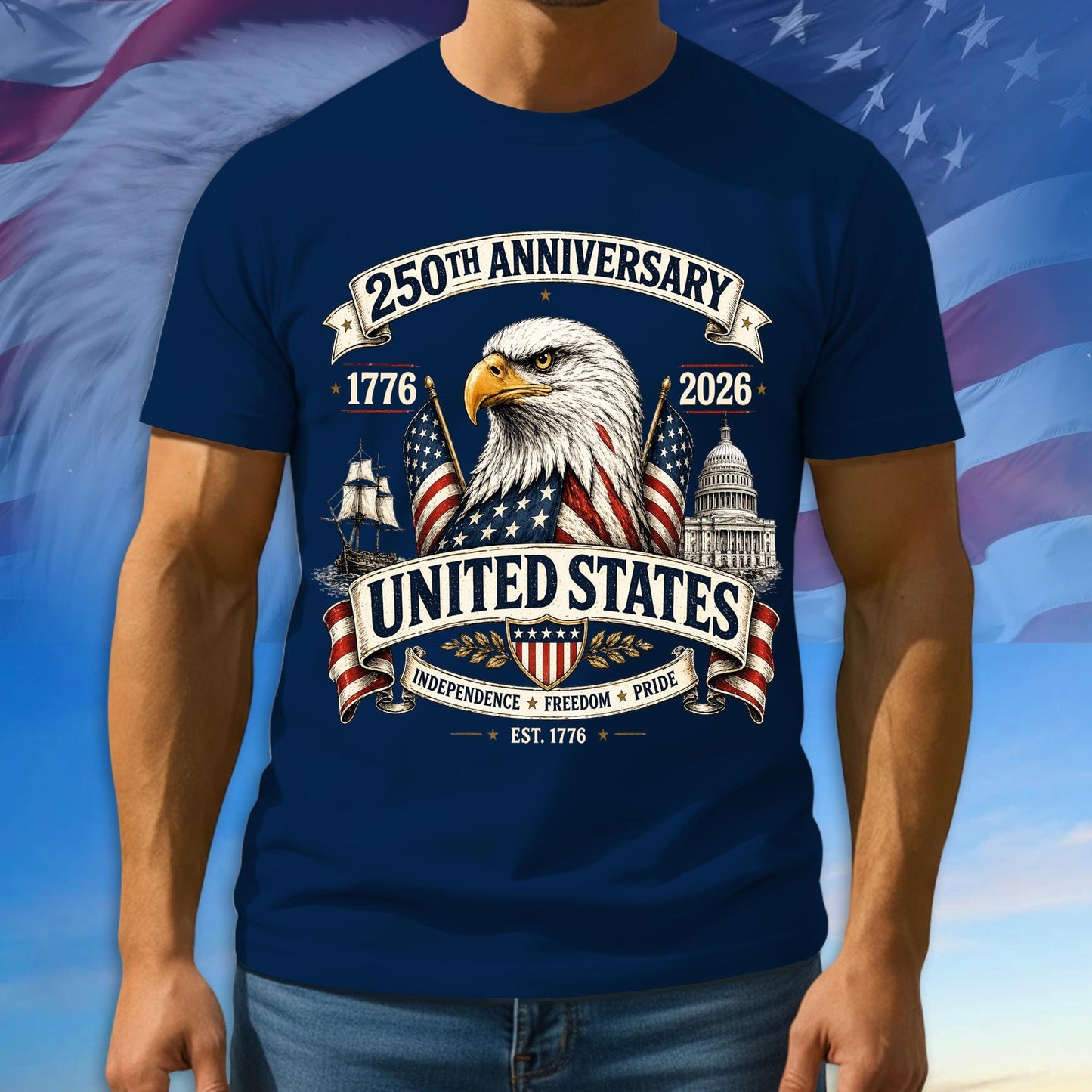 250th Anniversary USA Shirt, Independence - Freedom - Pride Tee, Multicolor Tshirt For 4th Of July, 1776 - 2026 Gifts